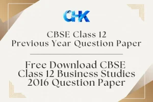 CBSE Class 12 Business Studies Question Paper 2016