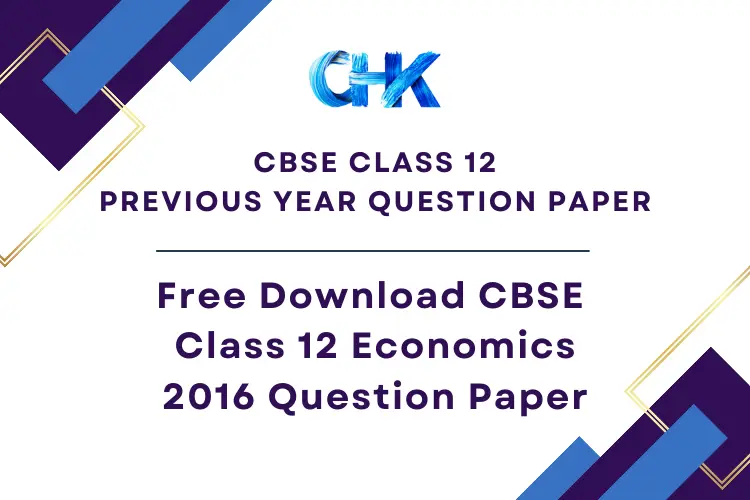 CBSE Class 12 Economics Question Paper 2016